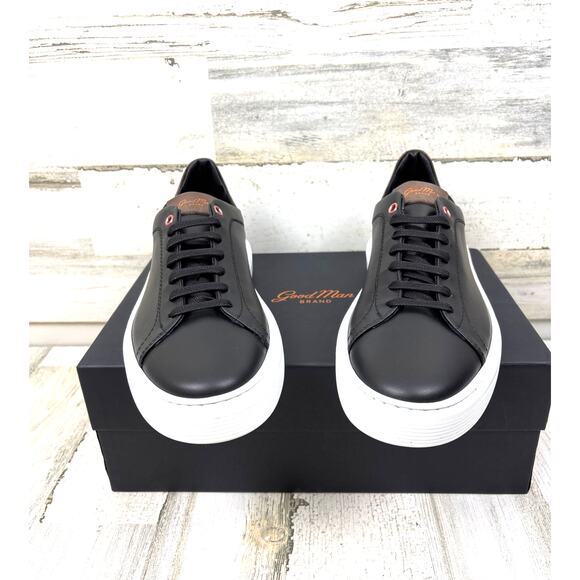 GoodMan Mens 8.5 Legend London Black Leather Lace-Up Sneakers Italy Casual NEW main image 5